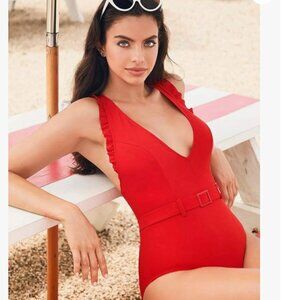 NWOT Skinny Dippers  Swimwear Jelly Beans Cinch Ruffle Sleeve One Piece Swimsuit